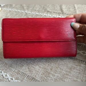 LV Epi Red Leather Long Wallet